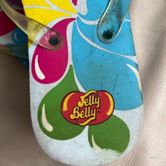 JELLY BELLY JELLY BEANS COLLECTABLE CLEAR FLIP FLOPS SANDALS 6 RARE - Picture 4 of 7